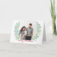 Watercolor Laurel Wreath Joyeux Noël Photo