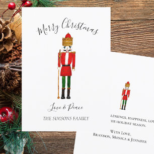 Cartes Pour Fêtes Annuelles Watercolor Nutcracker Joyeux Noël Festif