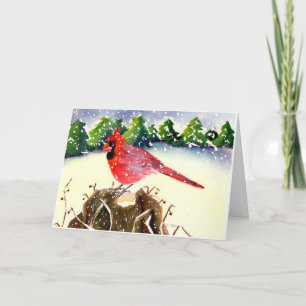 Cartes Pour Fêtes Annuelles Watercolor Peinture Cardinal Scripture Inside