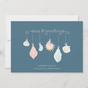Cartes Pour Fêtes Annuelles Watercolor Seashell Mers Et Salutations