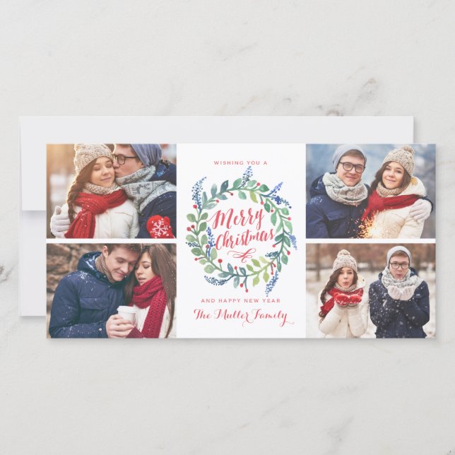 Cartes Pour Fêtes Annuelles Watercolor Wath Collection 4 Photo Holiday (Devant)