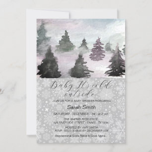 Cartes Pour Fêtes Annuelles Watercolor Winter Tree Forest Baby shower