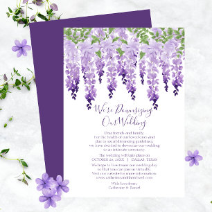Cartes Pour Fêtes Annuelles Watercolor Wisteria Nous réduisons notre Mariage
