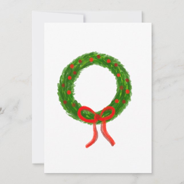 Cartes Pour Fêtes Annuelles Watercolor Wreath Greeting Card Christmas  (Devant)