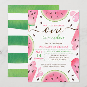 Cartes Pour Fêtes Annuelles Watermelon One In A Melon 1er Anniversaire Invitat
