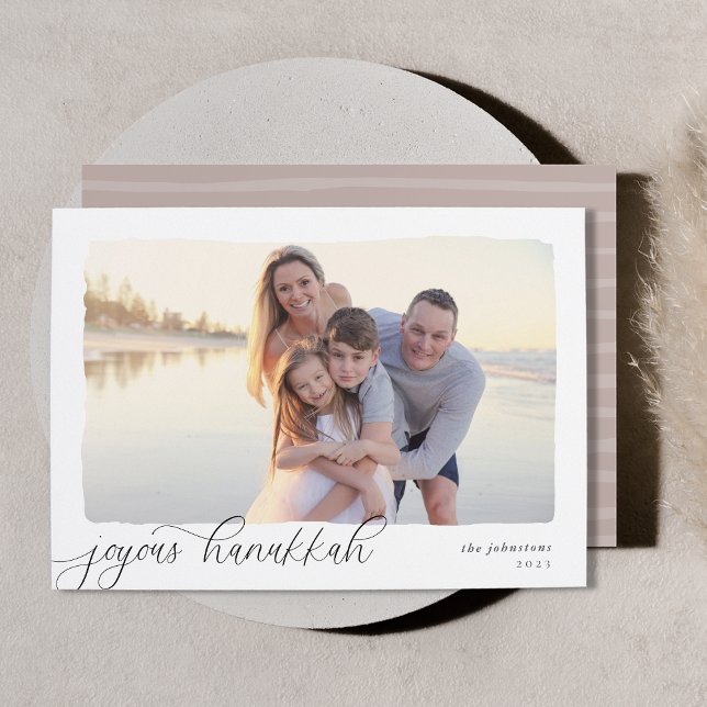 Cartes Pour Fêtes Annuelles Wavy (homonymie) | Simple Photo horizontale Hanukk (Créateur téléchargé)