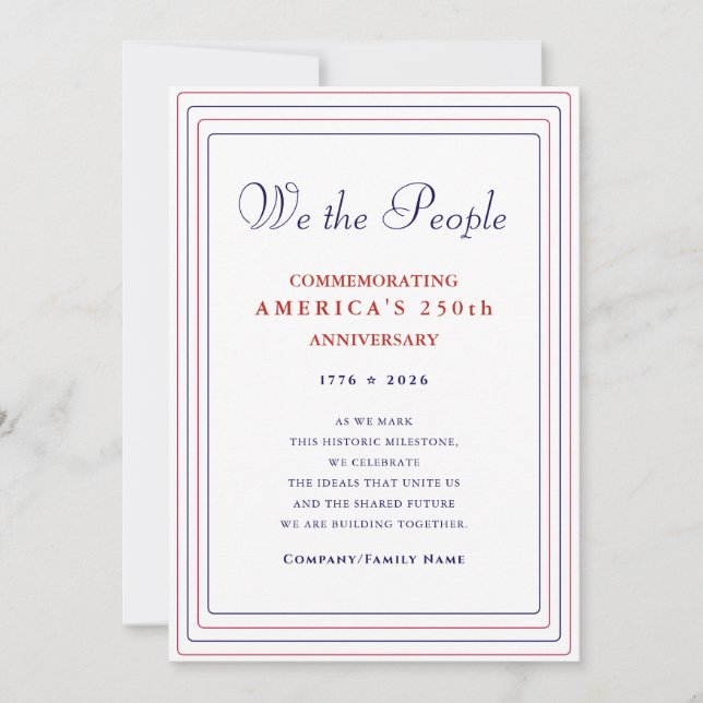 Cartes Pour Fêtes Annuelles We the People Formal America 250 Semiquincentennia (Devant)