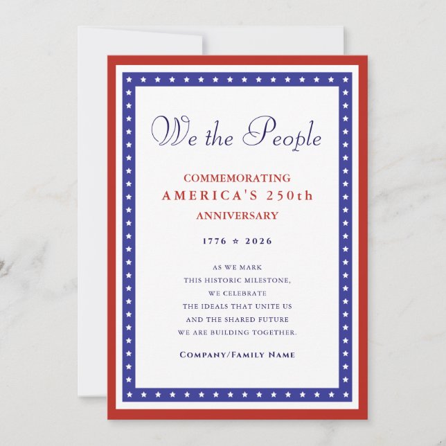 Cartes Pour Fêtes Annuelles We the People Semiquincentennial 1776 America 250 (Devant)