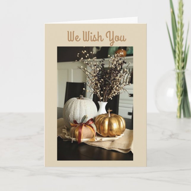 CARTES POUR FÊTES ANNUELLES WE WISH YOU A VERY HAPPY THANKSGIVING (Devant)