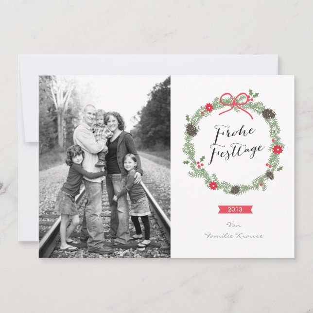 Cartes Pour Fêtes Annuelles Weihnachten Kranz Foto-Karte (Devant)