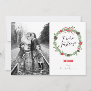 Cartes Pour Fêtes Annuelles Weihnachten Kranz Foto-Karte