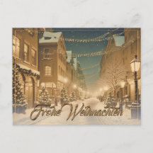Weihnachtlich verschneite Straßen einer Innenstadt