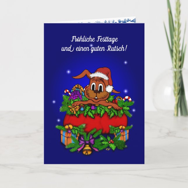 Cartes Pour Fêtes Annuelles Weihnachtskaninchen, Fröhliche Weihnachten ! (Devant)