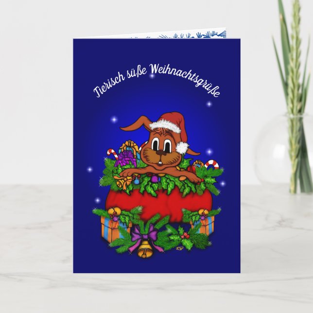 Cartes Pour Fêtes Annuelles Weihnachtskaninchen, Fröhliche Weihnachten ! (Devant)