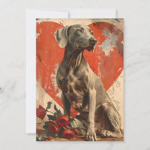 Cartes Pour Fêtes Annuelles Weimaraner Saint-Valentin Vintage 