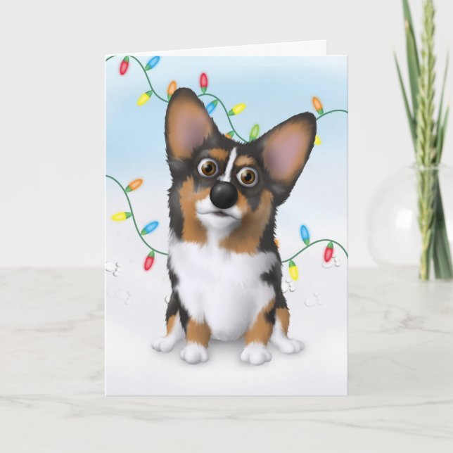 Cartes Pour Fêtes Annuelles Welsh Corgi WC1 Noël (Devant)