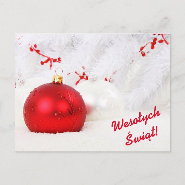 Cartes Pour Fêtes Annuelles Wesołych Świąt Joyeux Noël en polonais (Devant)