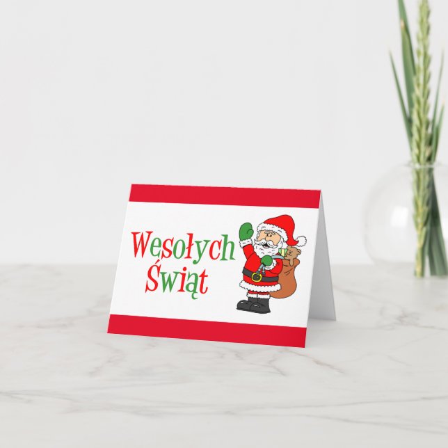 Cartes Pour Fêtes Annuelles Wesolych Swiat Polonaise Père Noël (Devant)