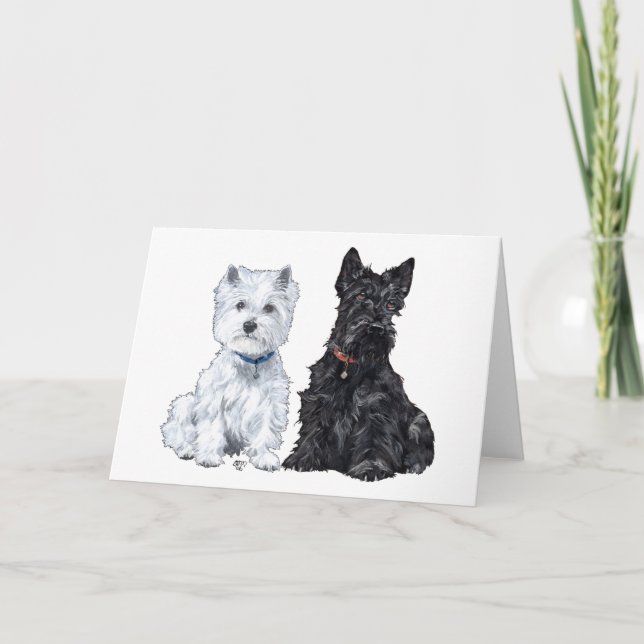 Cartes Pour Fêtes Annuelles West Highland White & Scottish Terriers (Devant)
