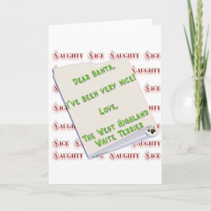 Cartes Pour Fêtes Annuelles West Highland White Terrier Naughty ou Nice