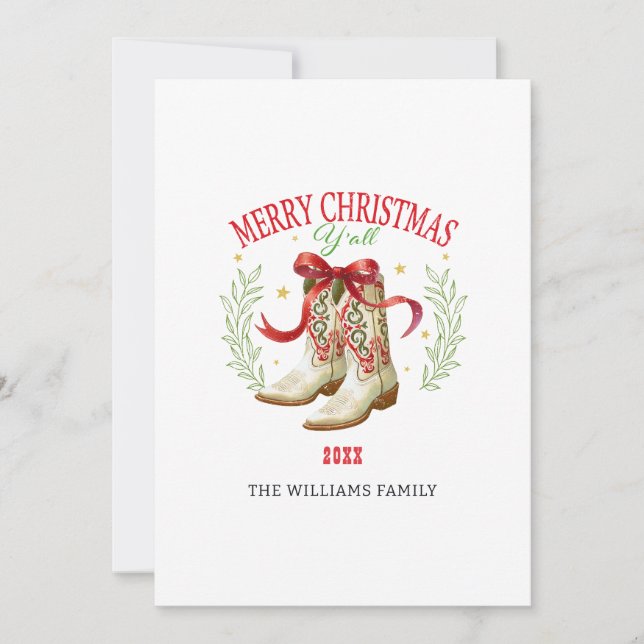 Cartes Pour Fêtes Annuelles Western Christmas Cowboy Boots (Devant)