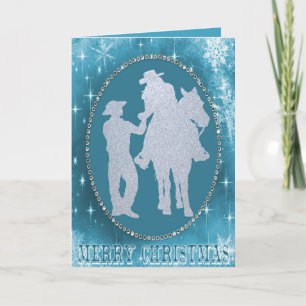 Cartes Pour Fêtes Annuelles Western Cowboy Cowgirl Horry Noël
