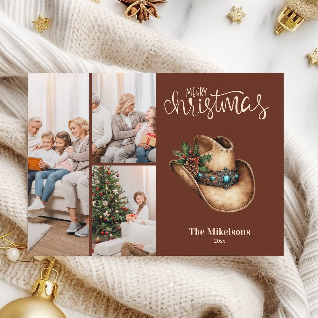 Cartes Pour Fêtes Annuelles Western Cowboy Hat Christmas 3 Photo   (Créateur téléchargé)