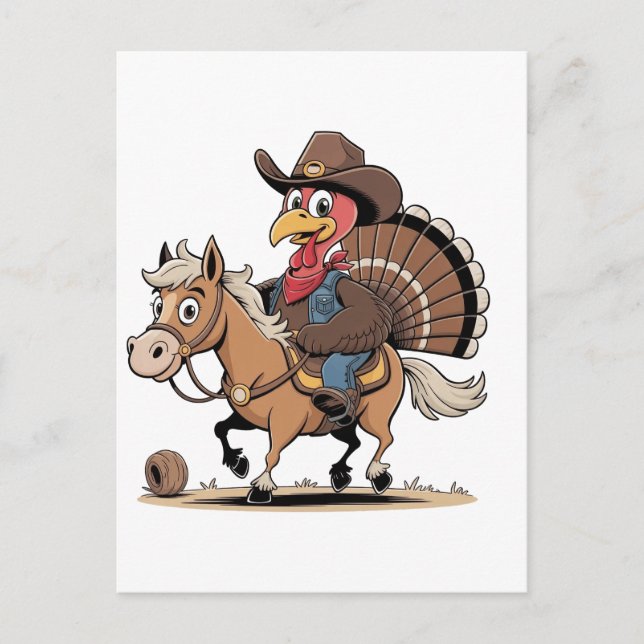 Cartes Pour Fêtes Annuelles Western Cuisiné Turquie Thankgiving Cowboy Cowgirl (Devant)
