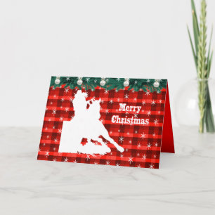 Cartes Pour Fêtes Annuelles Western Rodeo Cowgirl Barl Racing Plaid
