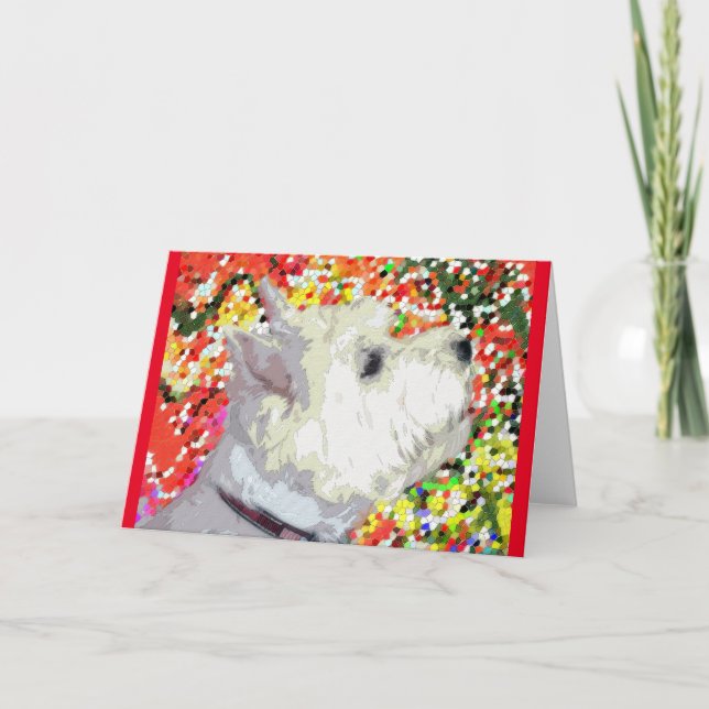 CARTES POUR FÊTES ANNUELLES WESTIE CHANTE NOËL (Devant)