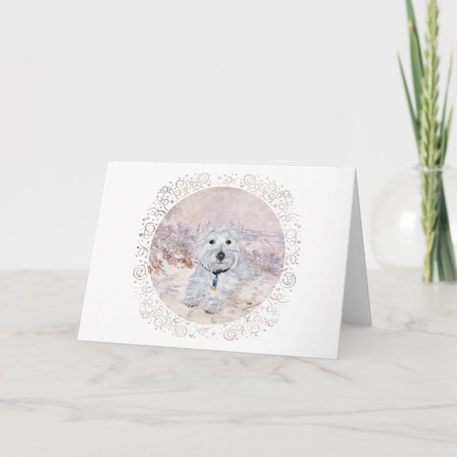 Cartes Pour Fêtes Annuelles Westie en hiver (Devant)