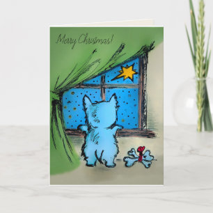 Cartes Pour Fêtes Annuelles Westie et Starry Night - Joyeux Noël