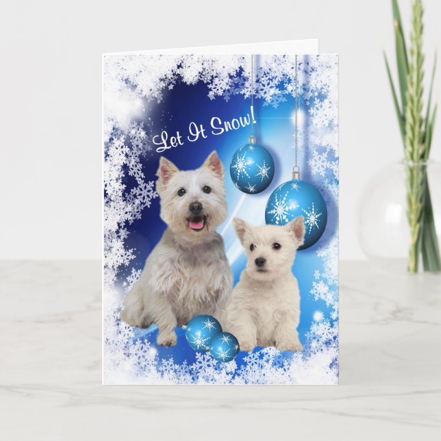 Cartes Pour Fêtes Annuelles Westie l'a laissé neiger salutation de vacances - (Devant)