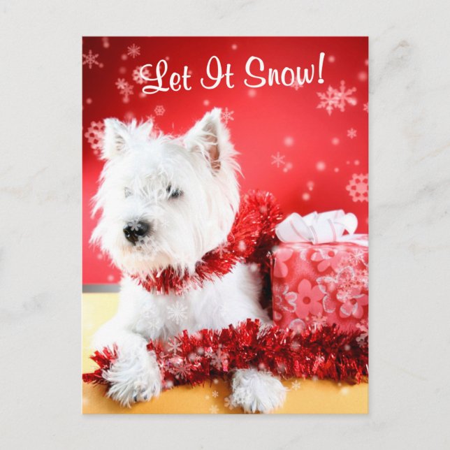Cartes Pour Fêtes Annuelles Westie Laisser Neige Salutation #3 (Devant)