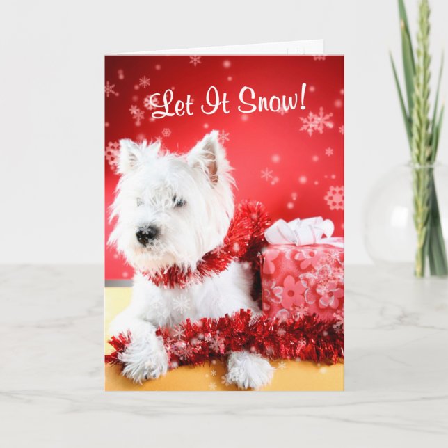 Cartes Pour Fêtes Annuelles Westie Let It Snow Greeting #3 - Personnalisable (Devant)
