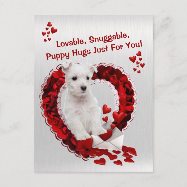 Cartes Pour Fêtes Annuelles Westie Lovable Puppy Hugs Valentine (Devant)