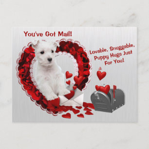 Cartes Pour Fêtes Annuelles Westie mignonne Vous avez le courrier Puppy Hugs V