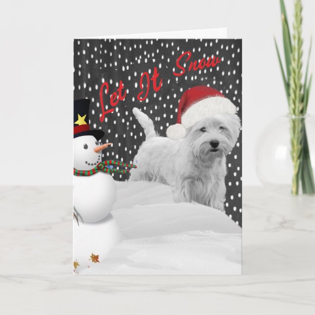 Cartes Pour Fêtes Annuelles Westie Qu'il neige (Devant)