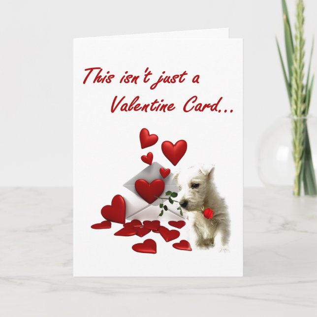 Cartes Pour Fêtes Annuelles Westie rose et coeurs Valentine (Devant)