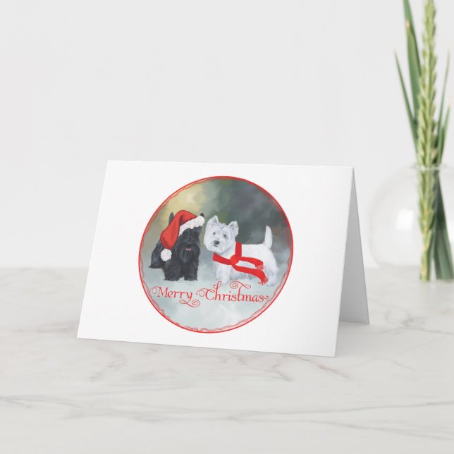 Cartes Pour Fêtes Annuelles Westie Scottie Christmas (Devant)