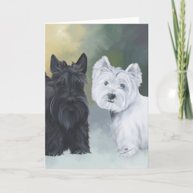 Cartes Pour Fêtes Annuelles Westie Scottie hiver (Devant)