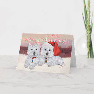 Cartes Pour Fêtes Annuelles Westies en Hiver