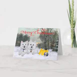 Cartes Pour Fêtes Annuelles Westies en hiver
