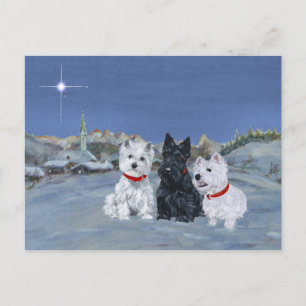 Cartes Pour Fêtes Annuelles Westies et un Scottie Christmas
