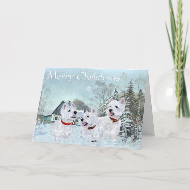 Cartes Pour Fêtes Annuelles Westies Love the Wintertime (Devant)