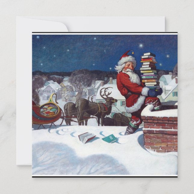 Cartes Pour Fêtes Annuelles Weyeth - Père Noël livre des livres pour Noël (Devant)