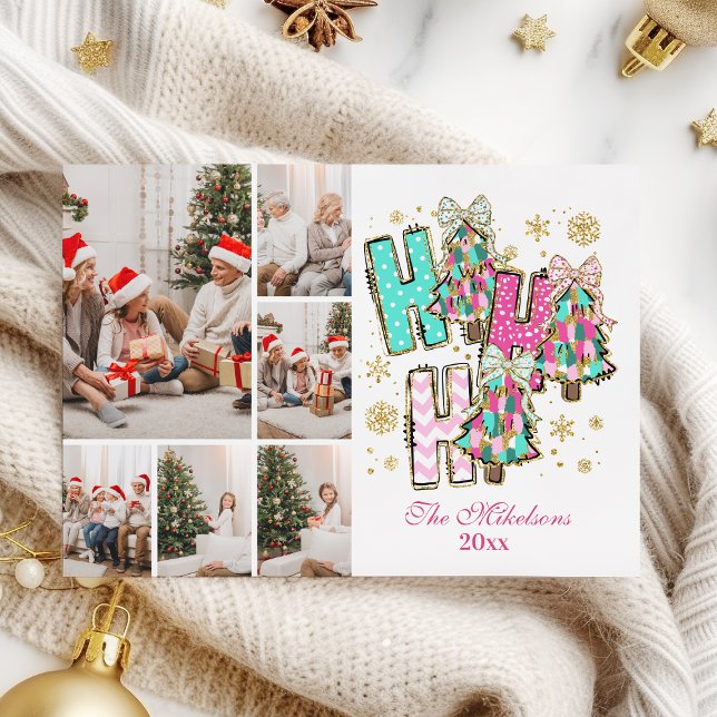 Cartes Pour Fêtes Annuelles Whimsical 6 Photo  Ho Ho Ho Christmas Family  (Créateur téléchargé)