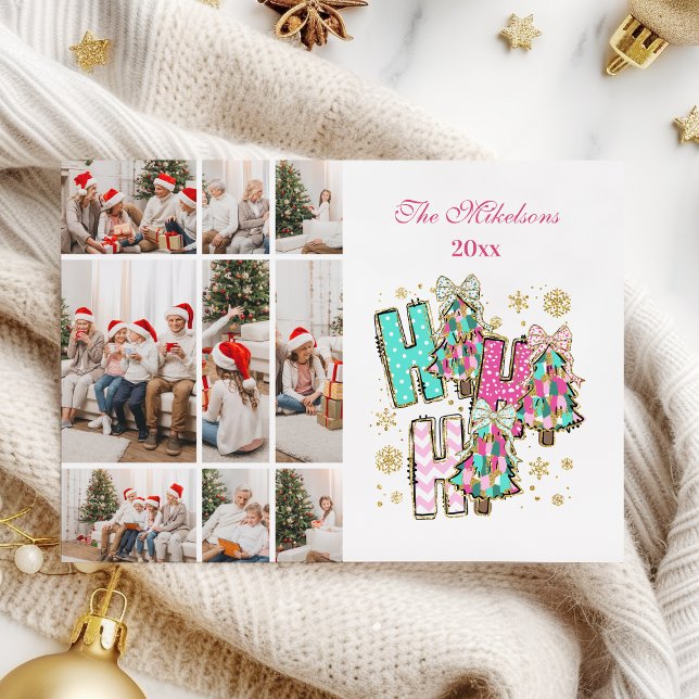 Cartes Pour Fêtes Annuelles Whimsical 9 Photo  Ho Ho Ho Christmas Family  (Créateur téléchargé)