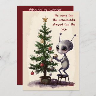 Cartes Pour Fêtes Annuelles Whimsical Alien Christmas Tree Scene 