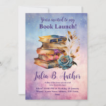 Whimsical Blue Rose Auteur Livre Lancement Invitat